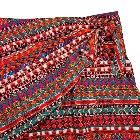 Zara Girls Wrap Front Skirt, 13/14, Red Multi Color - Picture 2 of 8
